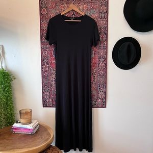 Land's End | Cap Sleeve Black Maxi Dress | Size M/L